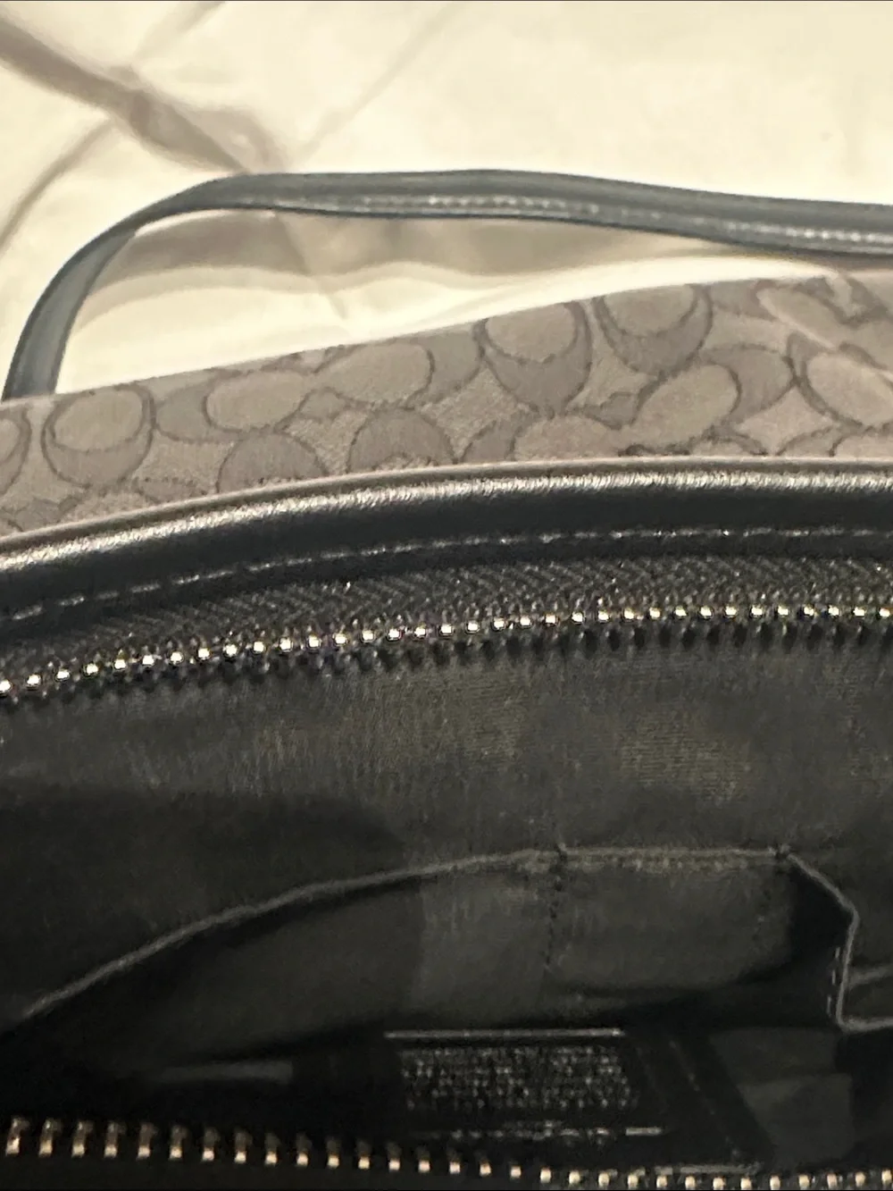 Coach Black Signature Crossbody with Leather Trim